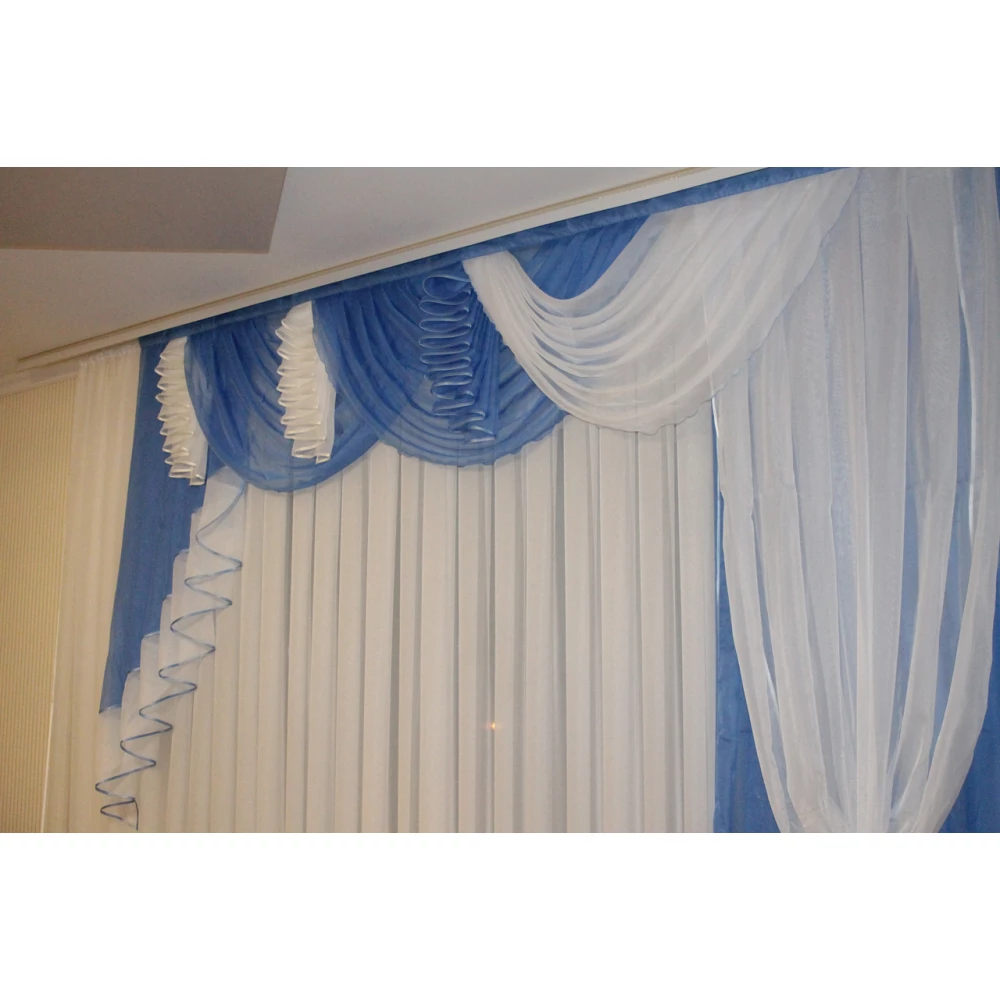 Ламбрекен со шторкой Агния 2,50м голубой