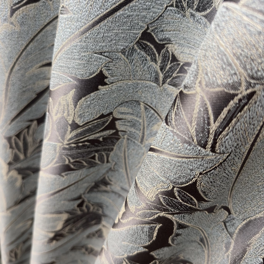 Готові штори Листя з жакардової тканини Синій