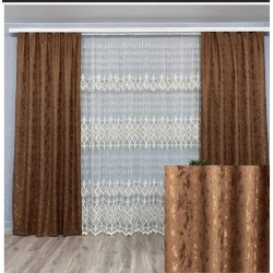 Готові штори Мішковина-мармур шоколад