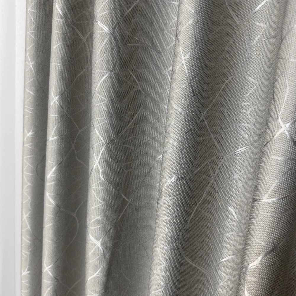 Готові штори Льон-блекаут М17 Бите скло сірий