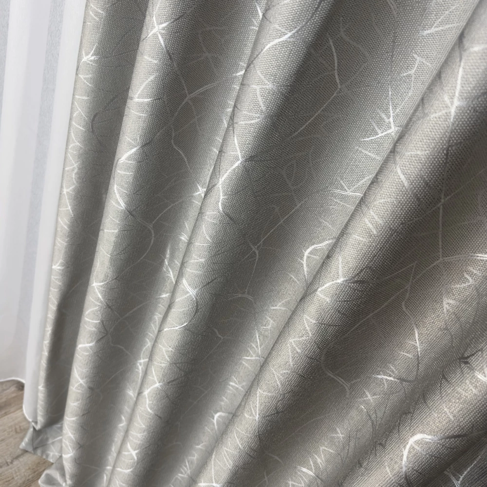 Готові штори Льон-блекаут М17 Бите скло сірий