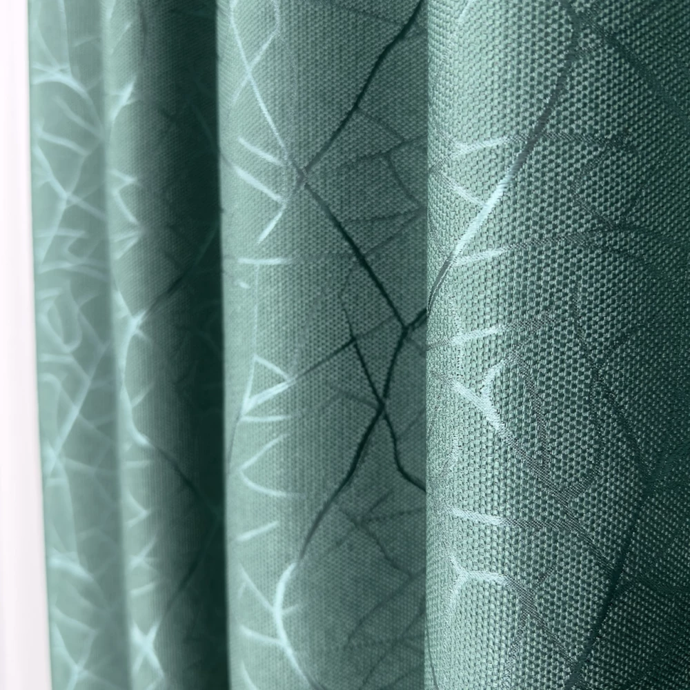 Готові штори Льон-блекаут М17 Бите скло бірюза