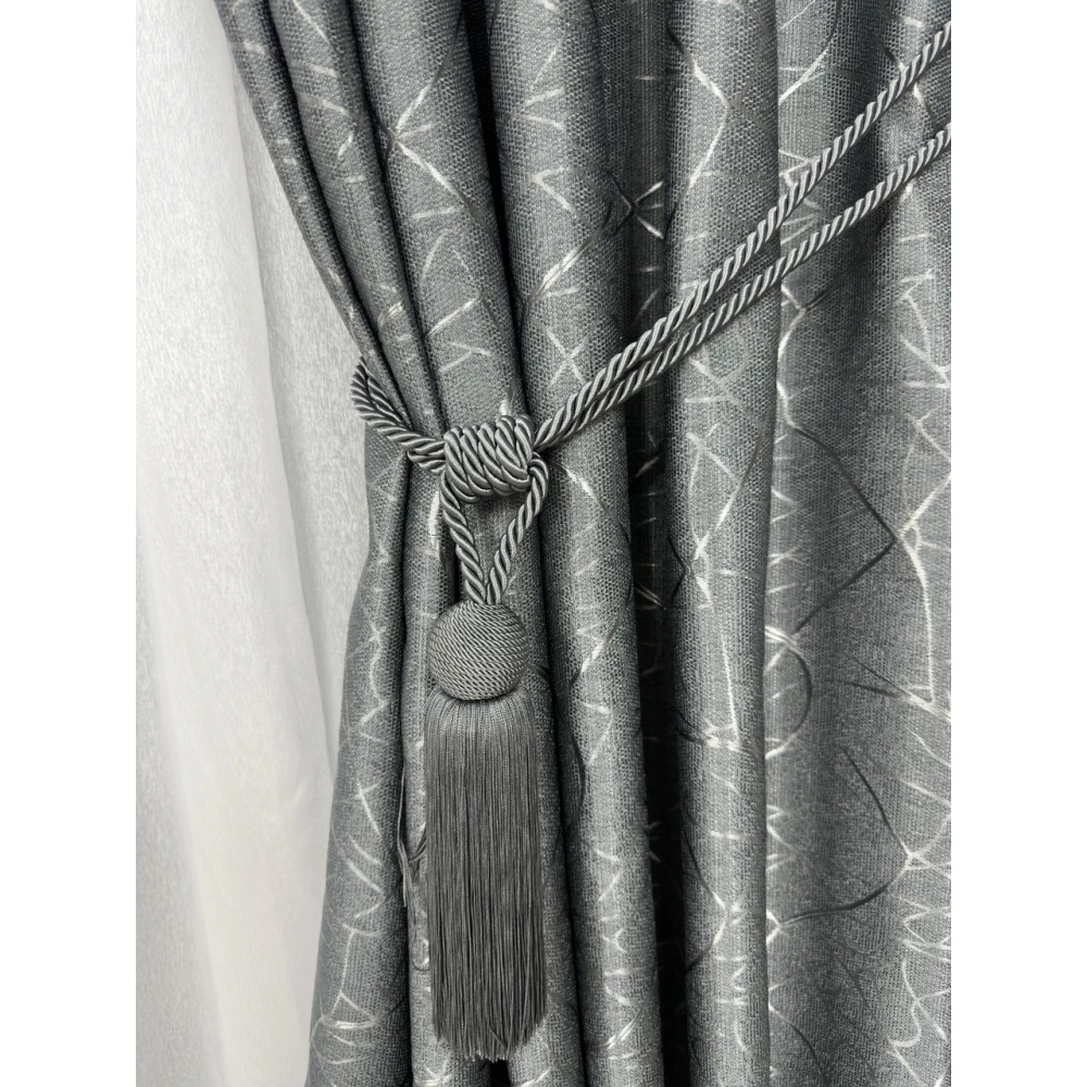 Готові штори Льон-блекаут М17 Бите скло графіт