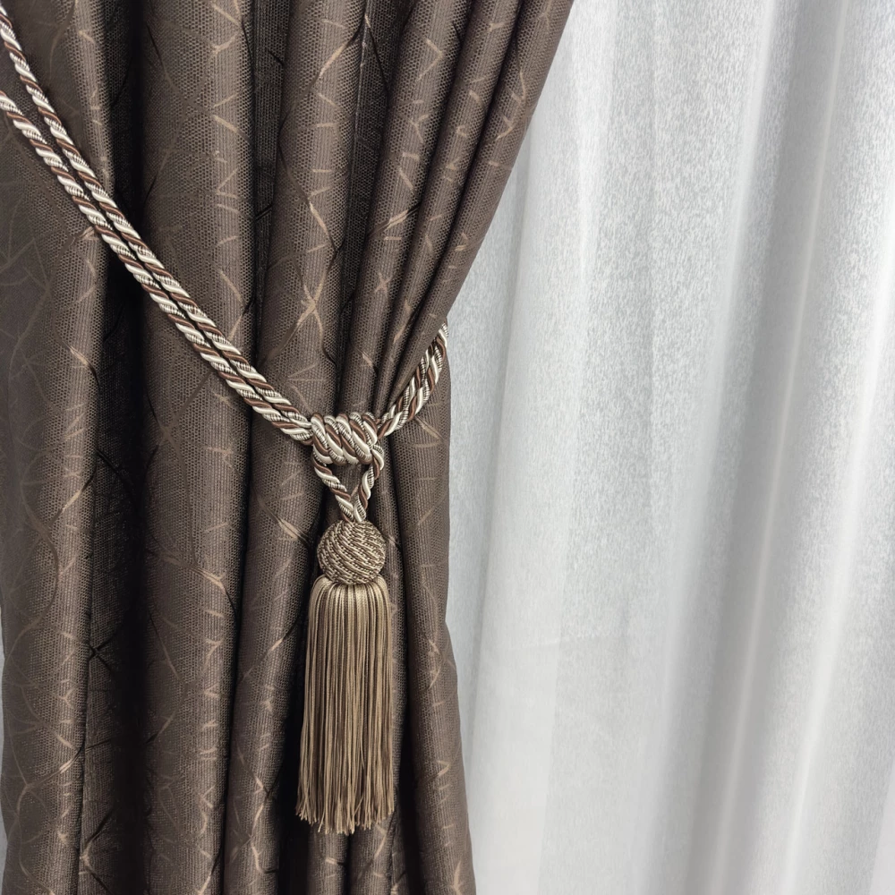 Готові штори Льон-блекаут М17 Бите скло шоколад