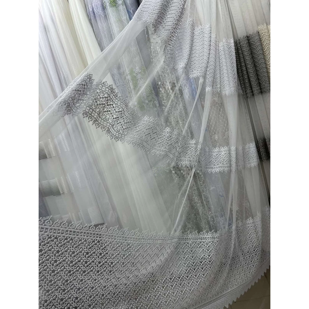 Тюль грек-сетка с вышивкой №82832 Белый