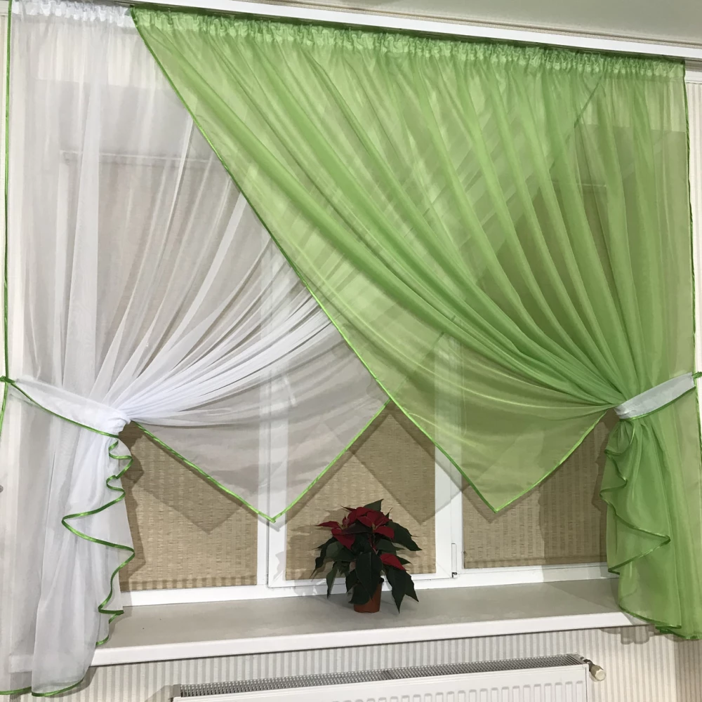 Кухонні фіранки №405 салатова