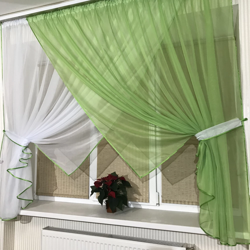 Кухонні фіранки №405 салатова