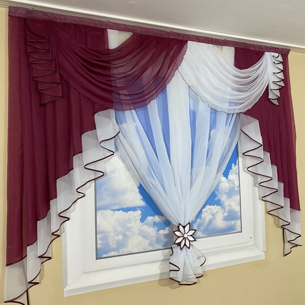 Ламбрекен занавеска 2м Амалия бордо