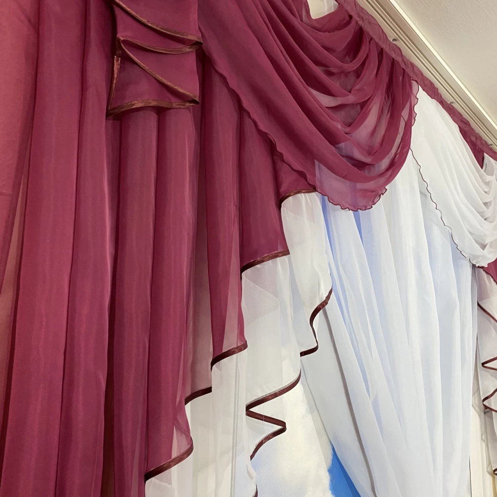 Ламбрекен занавеска 2м Амалия бордо