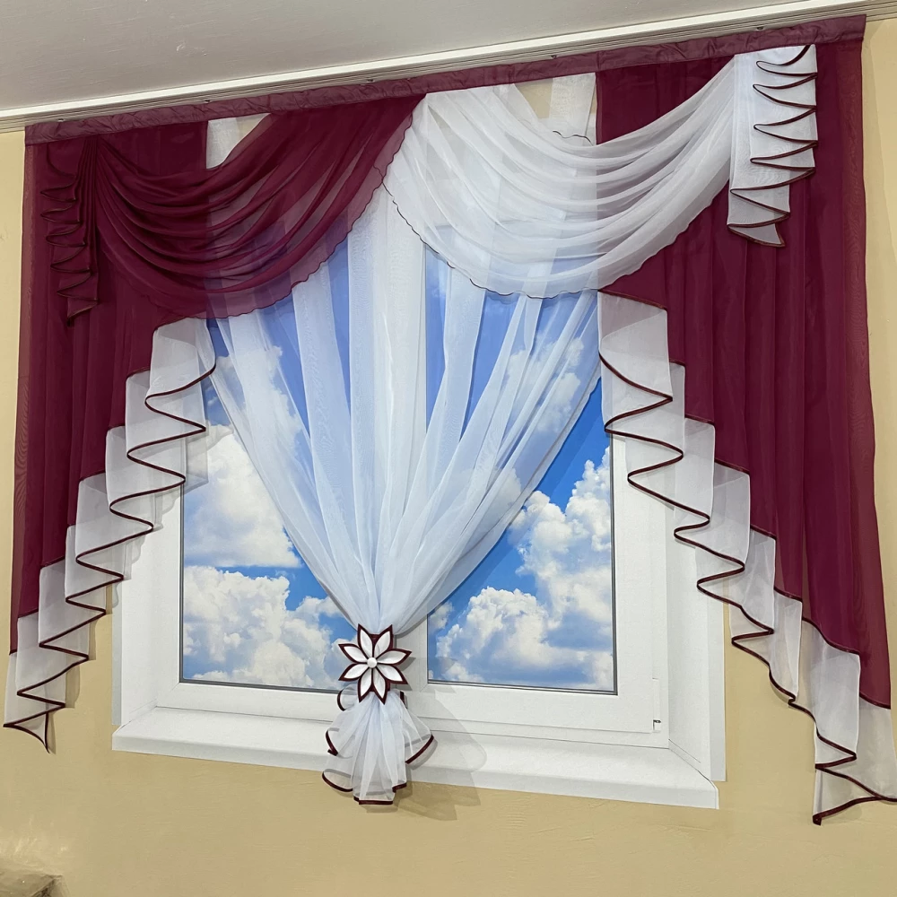 Ламбрекен занавеска 2м Амалия бордо