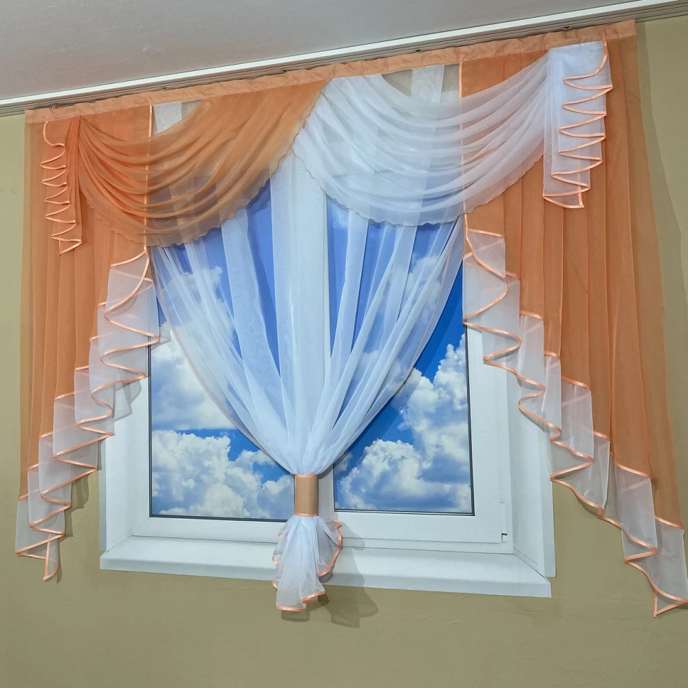 Ламбрекен занавеска 2м Амалия персиковый