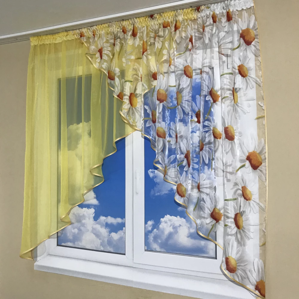 Кухонная занавеска на маленькое окно №418 желтая