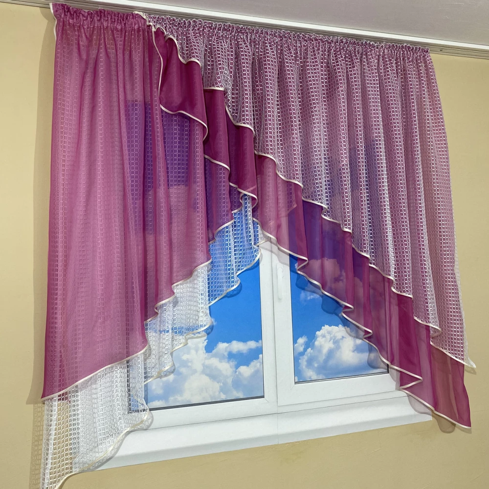 Занавеска на кухню №420 белая