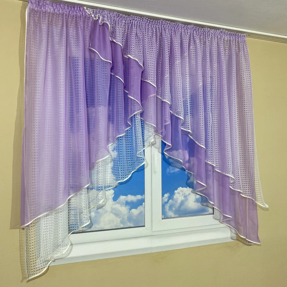 Фіранка на кухню №420 бузкова