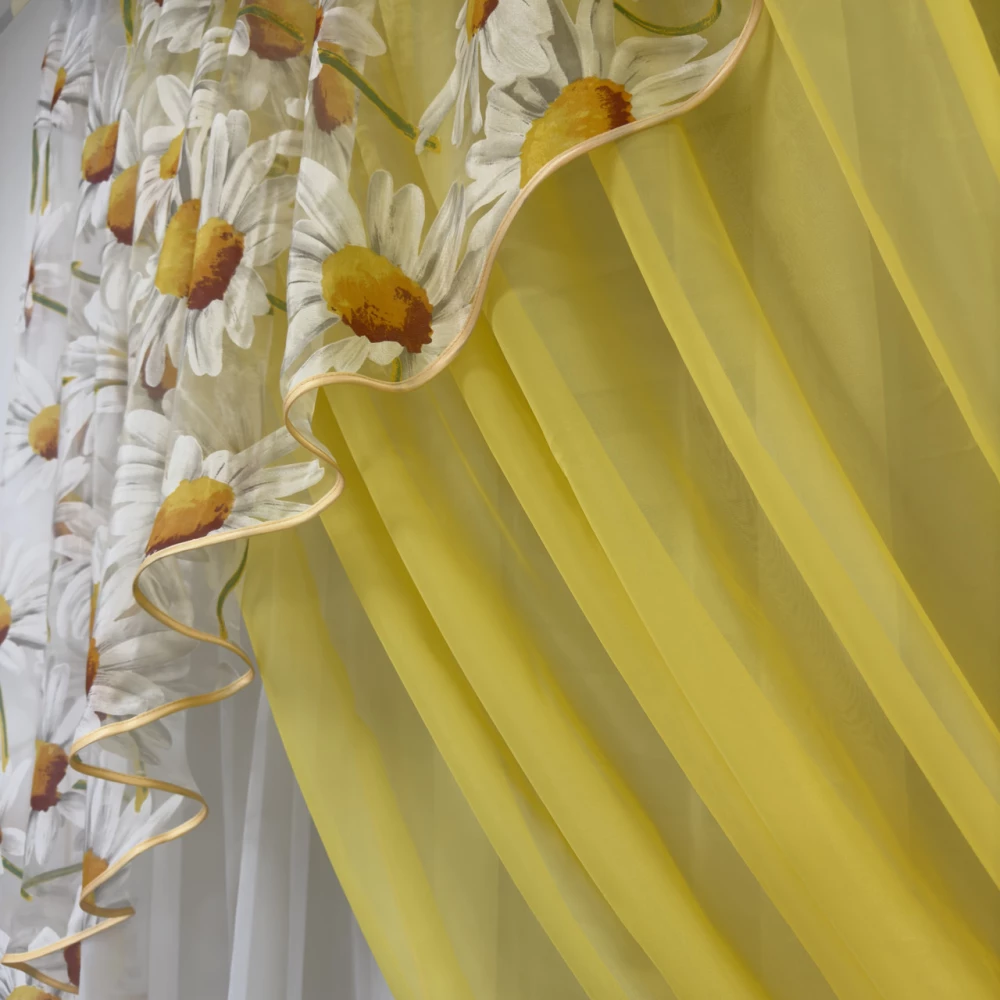 Фіранка на кухню №362 жовта ромашка