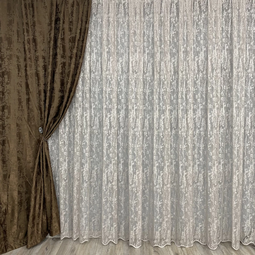 Тюль жаккард Мрамор №100 Коричневый