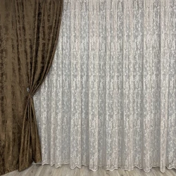 Тюль жаккард Мрамор №100 Коричневый