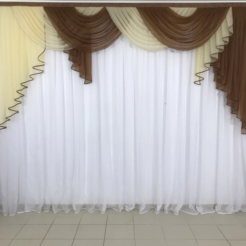 Ламбрекен шифоновый №352 3м зал спальня коричневый