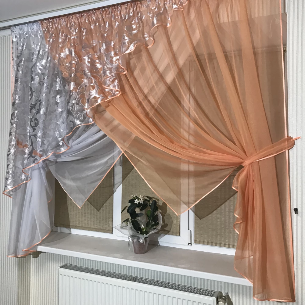 Занавеска на кухню №362 персик