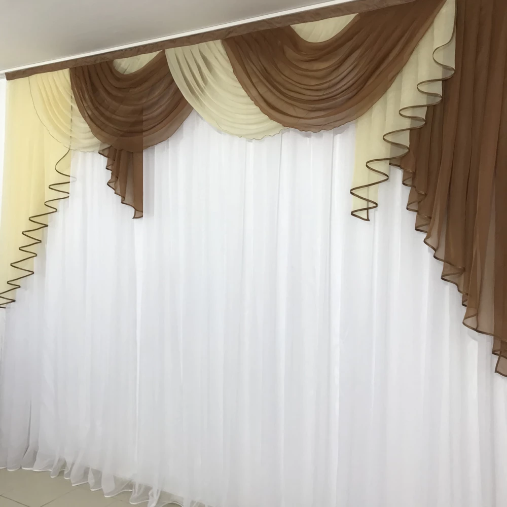 Ламбрекен шифоновый №352 3м зал спальня коричневый