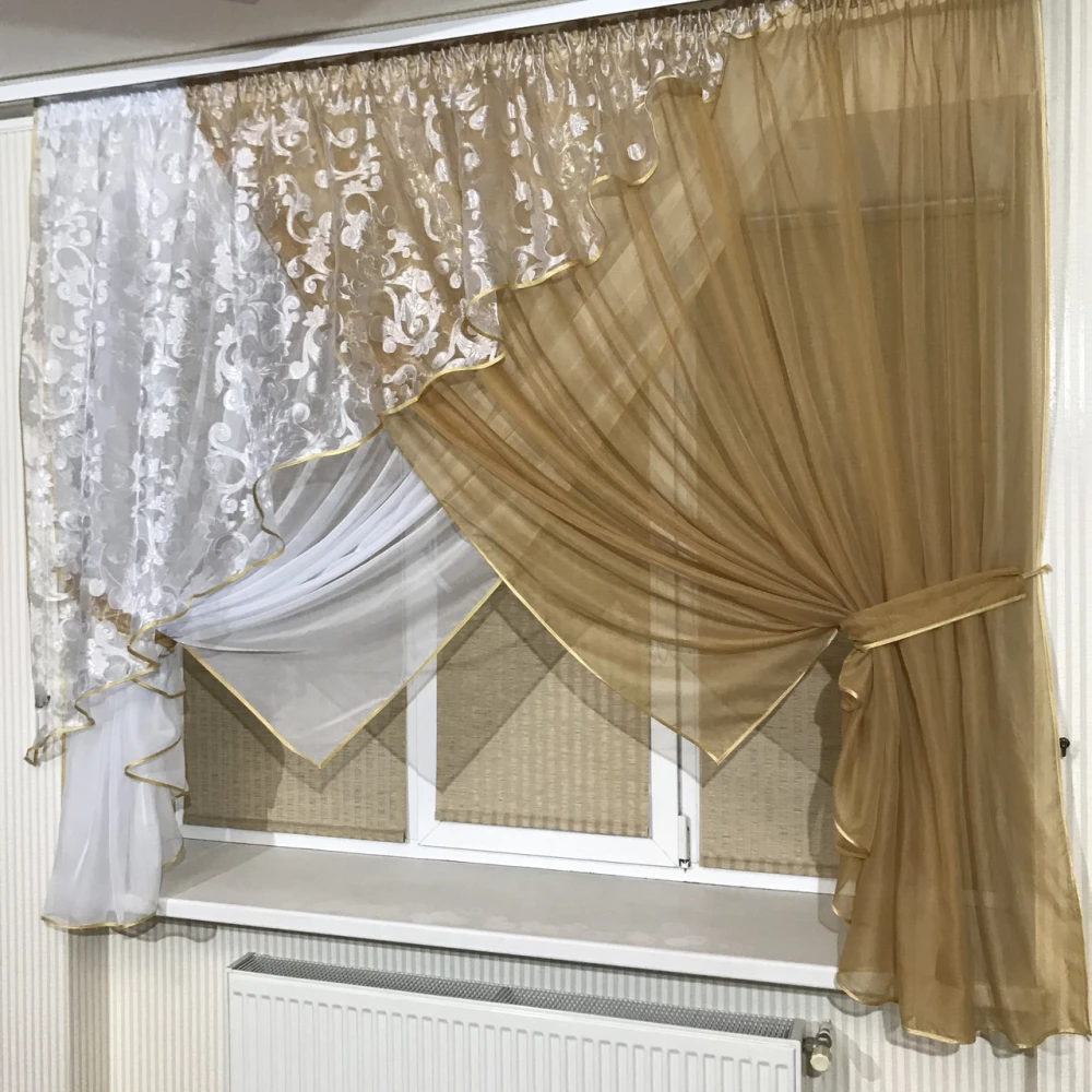 Фіранка на кухню №362 карамель вензель