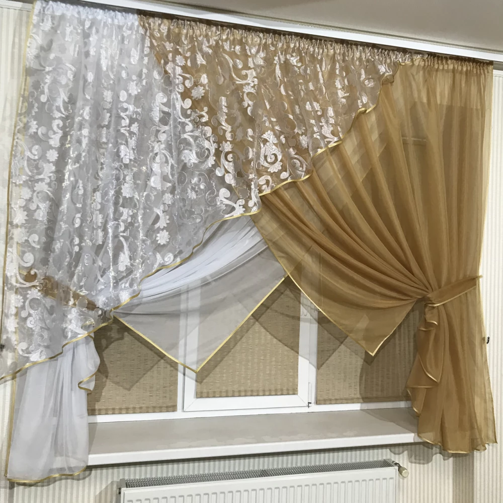 Фіранка на кухню №362 карамель вензель