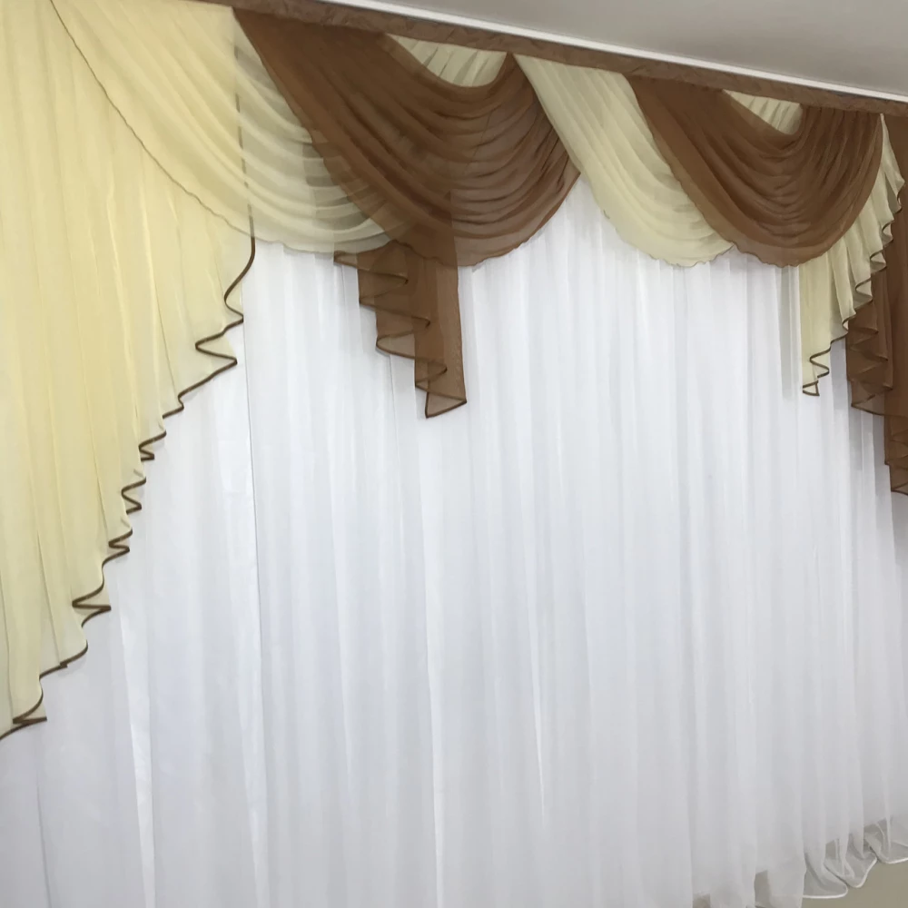 Ламбрекен шифоновый №352 3м зал спальня коричневый