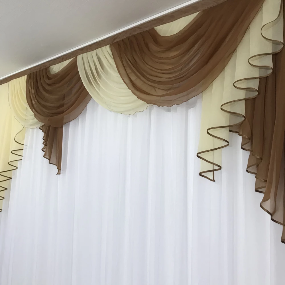 Ламбрекен шифоновый №352 3м зал спальня коричневый