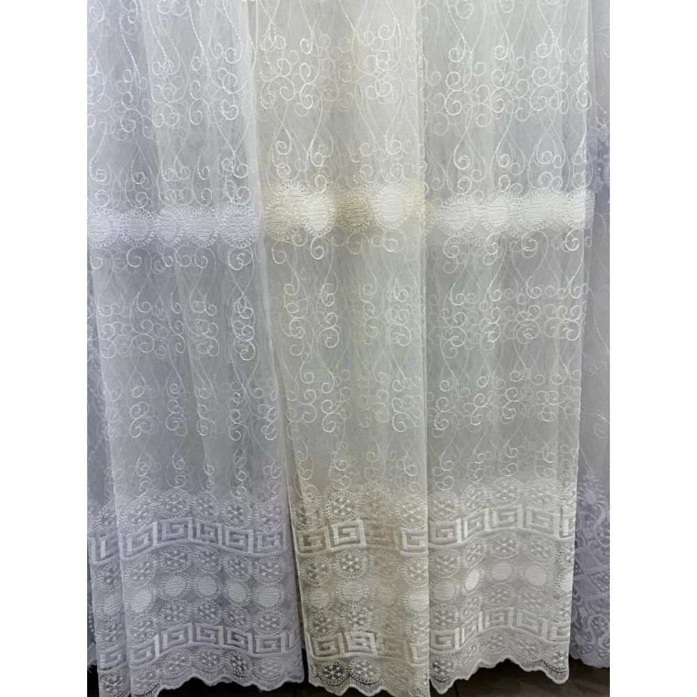 Качественный фатиновый тюль с вышивкой №8048 на отрез