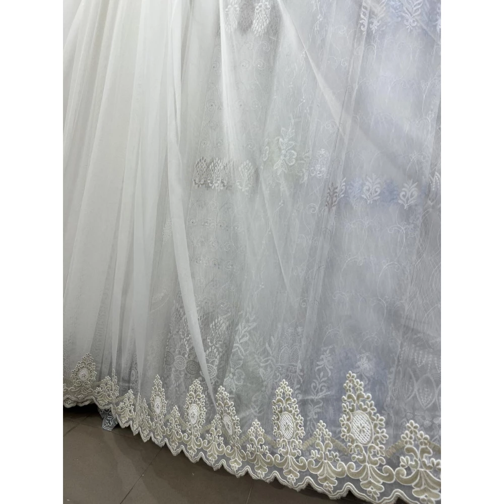 Тюль бамбук с узором по низу №2189 беж