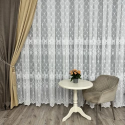 Бамбуковая тюль с шикарной вышивкой №16154 для зала, гостинной