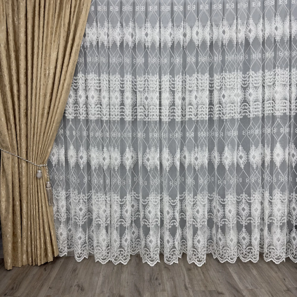 Фатиновая тюль с кордовой вышивкою №163135 для детской, спальни