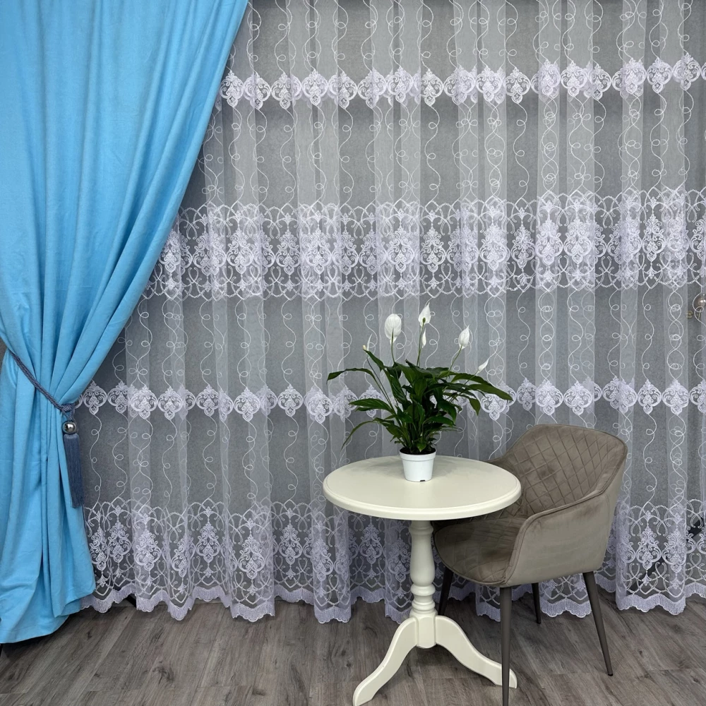 Шикарний фатиновий тюль для залу, спальні №116745 на відріз