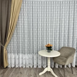 Грек-сетка с вышивкой по низу №12368 Молочный