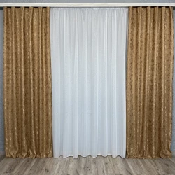 Готові штори Мішковина-мрамор Карамель