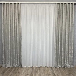 Готові штори Мішковина-мрамор Сірий