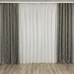 Готові штори Мішковина-мрамор Графіт