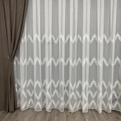 Тюль бамбук Fantazi з вишивкою No4259 на відріз Крем