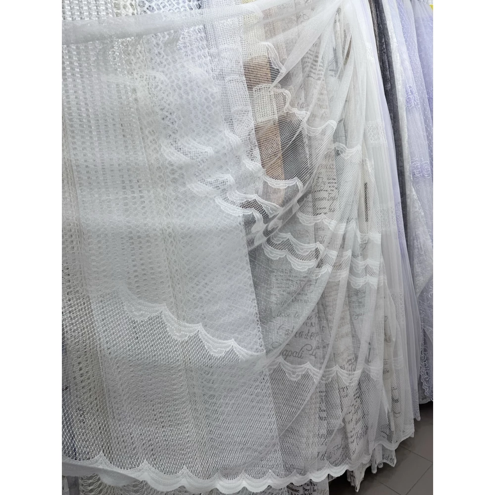 Тюль жаккард №14913 айвори на отрез