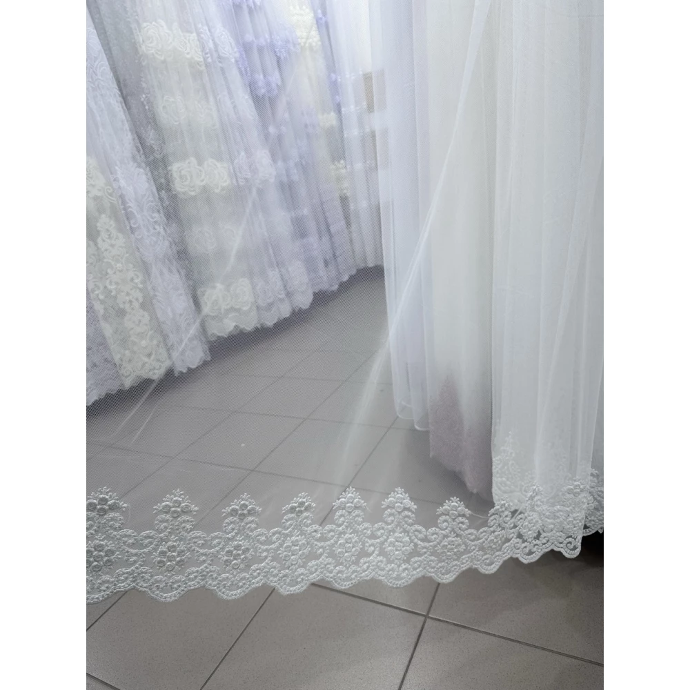 Грек-сітка з вишивкою по низу No12270 молочна