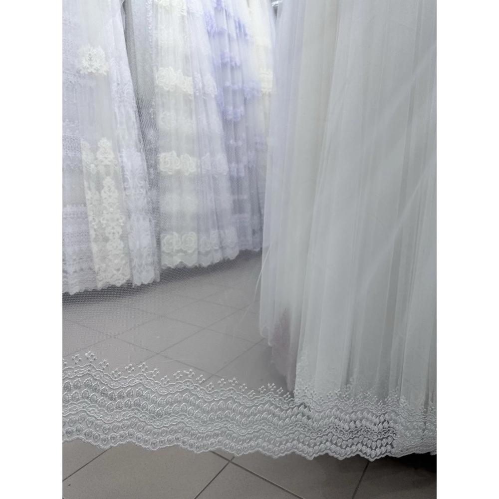 Грек-сітка з вишивкою по низу №12262 молочна