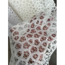 Тюль гепюр сітка №1381 Молочний