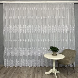 Льняная тюль с шикарной вышивкой №12224 