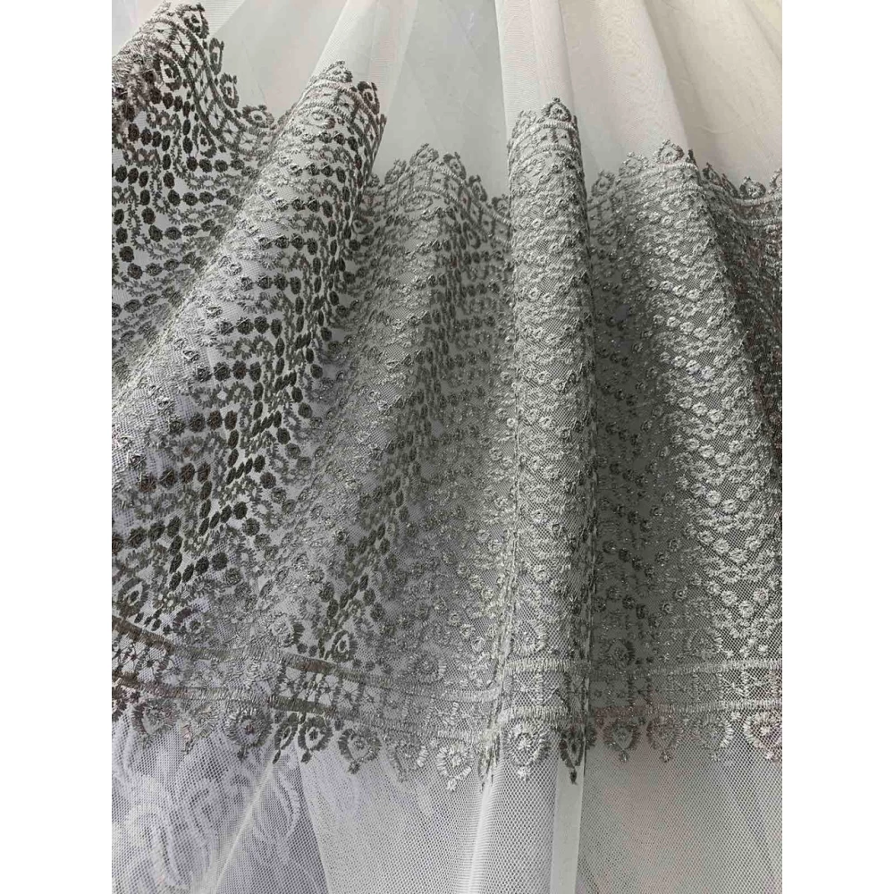 Тюль грек-сітка з вишивкою №82832 сірий