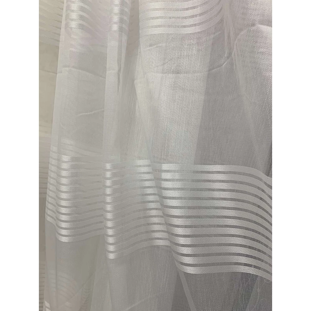 Тюль бамбук с цветной полоской на отрез