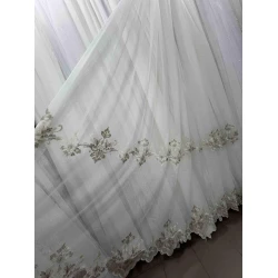 Бамбуковый тюль с шикарной вышивкой №34192 для зала, гостинной Коричневий Бамбуковый тюль с шикарной вышивкой №34192 для зала, гостинной Коричневий