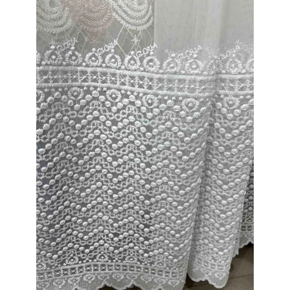 Тюль грек-сетка с вышивкой №82832 Белый