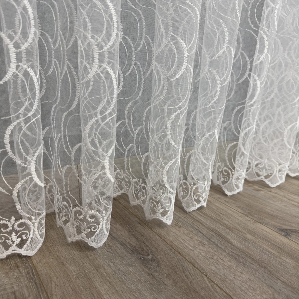 Фатиновий тюль з вишивкою №8127 білий