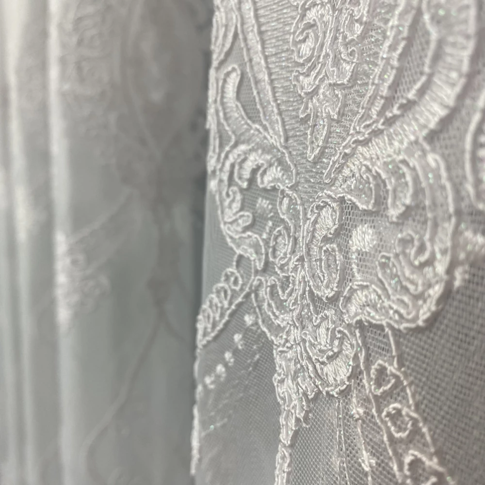 Тюль бамбук Fantazi з кордовою вишивкою №4036