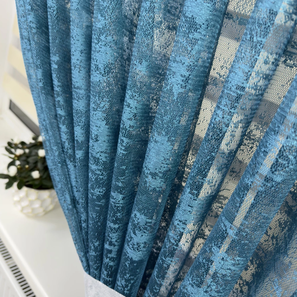 Гардина жаккард Мрамор №100 Бірюза